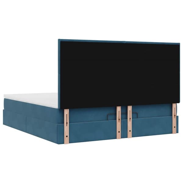 vidaXL Ottoman sengeramme med madrasser mørkeblå 180x200cm fløyel