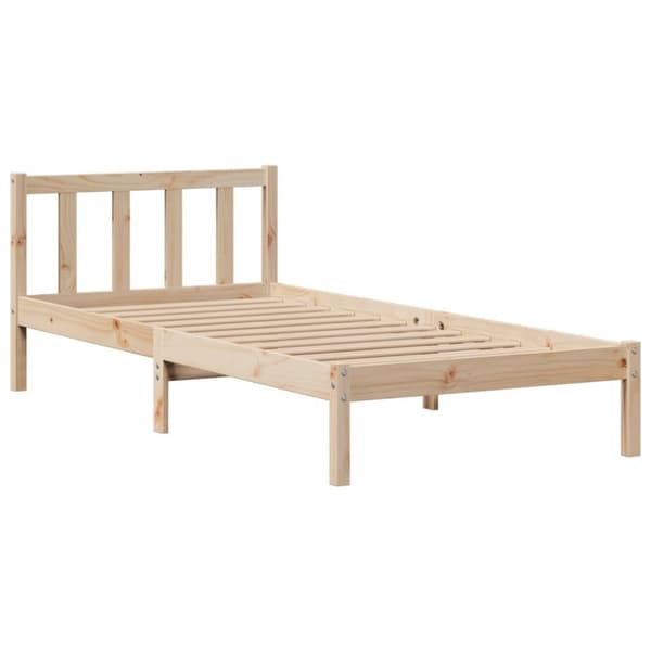 vidaXL Sänky kirjahyllyllä ilman patjaa 100x200 cm täysi mänty
