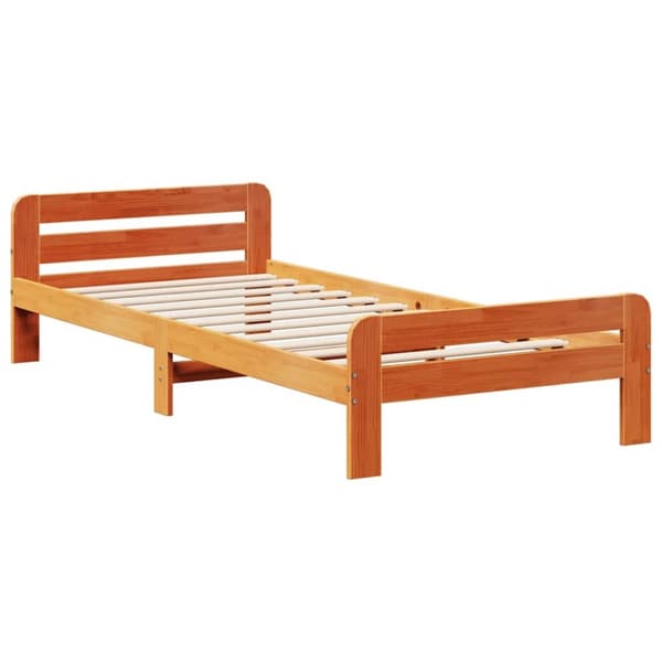 vidaXL Sengeramme uten madrass voksbrun 90x200 cm heltre furu
