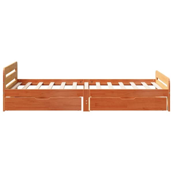 vidaXL Sengeramme uten madrass voksbrun 90x200 cm heltre furu