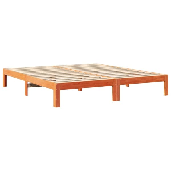 vidaXL Sängynrunko ilman patjaa vahanruskea 180x200 cm täysi mänty