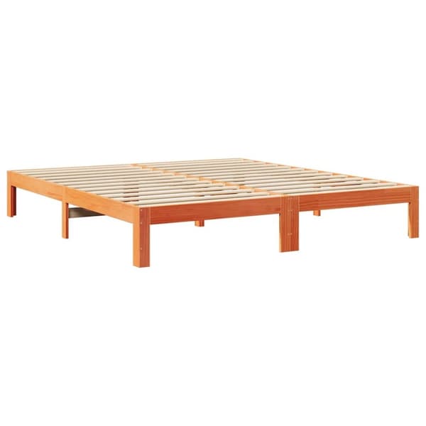 vidaXL Sängynrunko ilman patjaa vahanruskea 180x200 cm täysi mänty