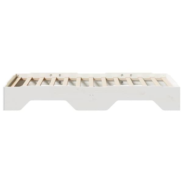 vidaXL Sängynrunko Ei Patja Pinottava Valkoinen 80x200cm Massiivipuuta