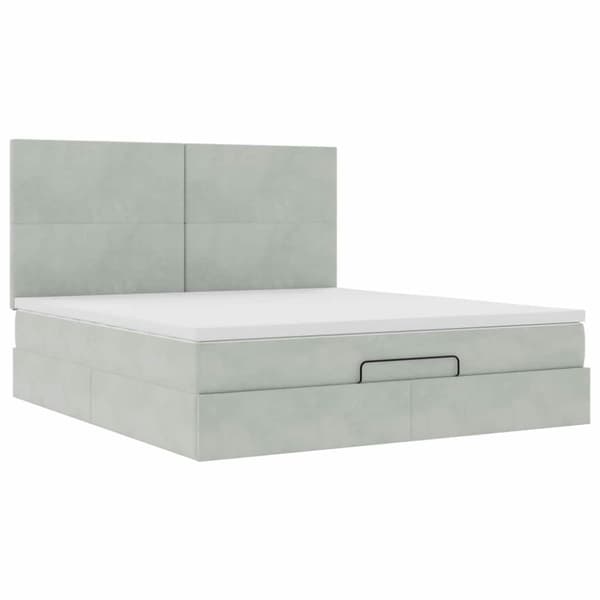 vidaXL Ottoman sengeramme med madrasser lysegrå 180x200cm fløyel