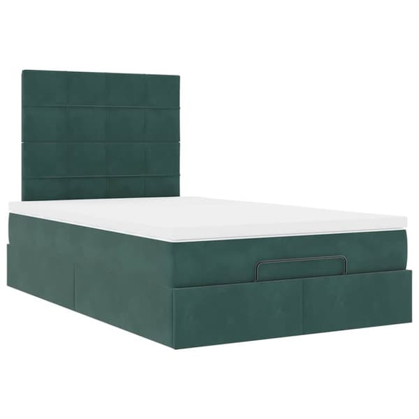 vidaXL Ottoman sengeramme med madrasser mørkegrønn 120x200cm fløyel