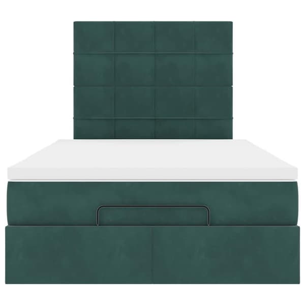 vidaXL Ottoman sengeramme med madrasser mørkegrønn 120x200cm fløyel