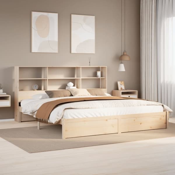vidaXL seng med reol uden madras 180x200 cm massivt fyrretræ