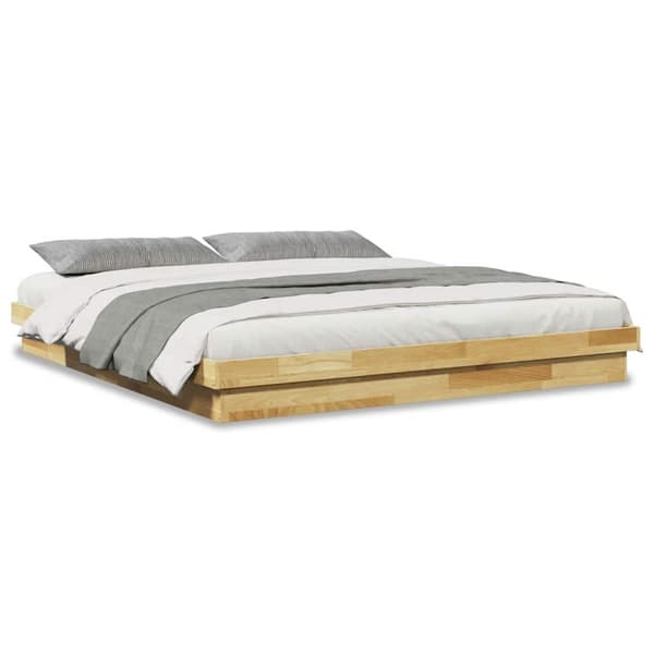 vidaXL Sängram utan madrass 200x200 cm massiv trä ek