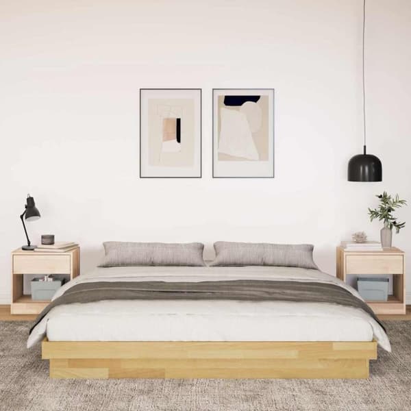 vidaXL Sängram utan madrass 200x200 cm massiv trä ek