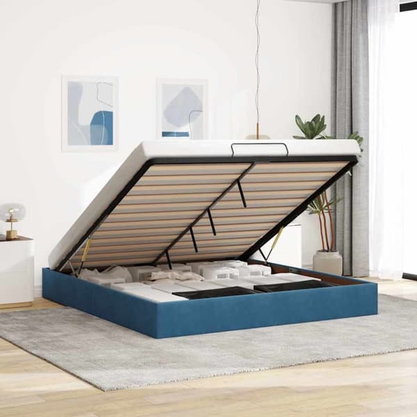 vidaXL osmannisk sengeramme uden madras 200x200 cm fløjl mørkeblå