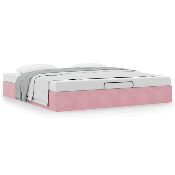 vidaXL Ottomaanien sängyn runko ilman patjaa pinkki 200x200 cm sametti