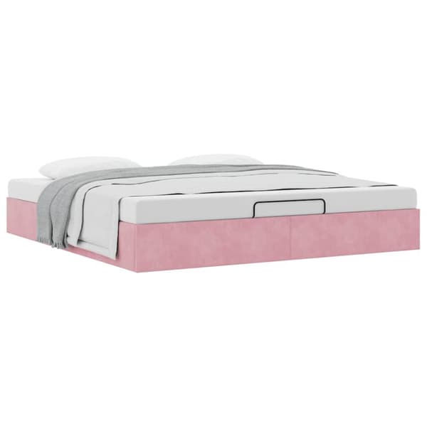 vidaXL Ottomaanien sängyn runko ilman patjaa pinkki 200x200 cm sametti