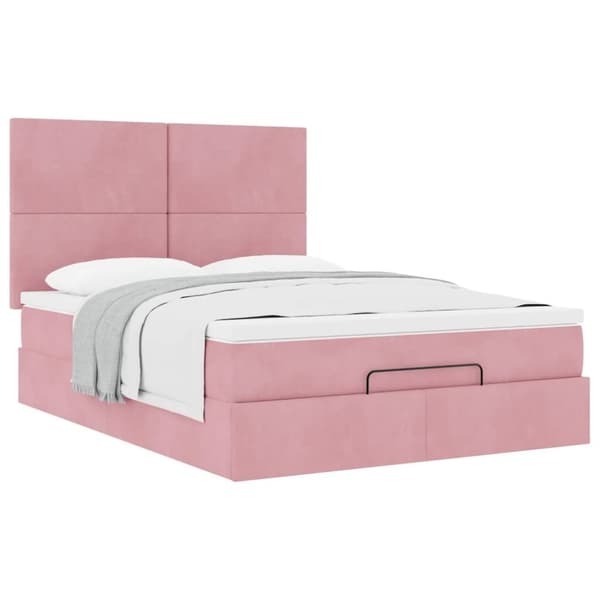 vidaXL Ottomaanisänky patjoineen pinkki 140x190cm sametti