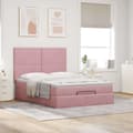 Pikkukuva 4 / 11: vidaXL Ottomaanisänky patjoineen pinkki 140x190cm sametti