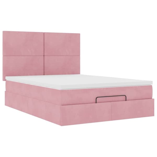 vidaXL Ottomaanisänky patjoineen pinkki 140x190cm sametti