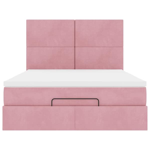 vidaXL Ottomaanisänky patjoineen pinkki 140x190cm sametti
