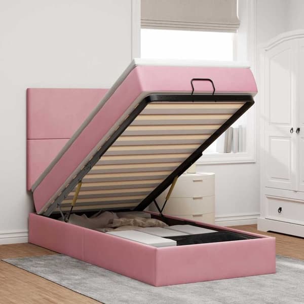 vidaXL Ottomaanisänky patjoineen pinkki 140x190cm sametti