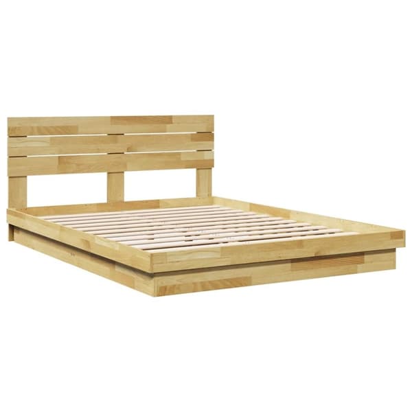 vidaXL Sengeramme med sengegavl uten madrass 150x200 cm Heltre Eik