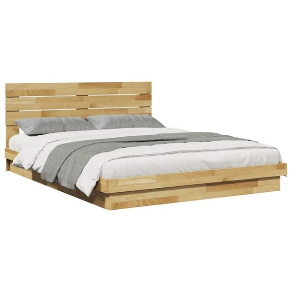 vidaXL Sengeramme med sengegavl uten madrass 150x200 cm Heltre Eik