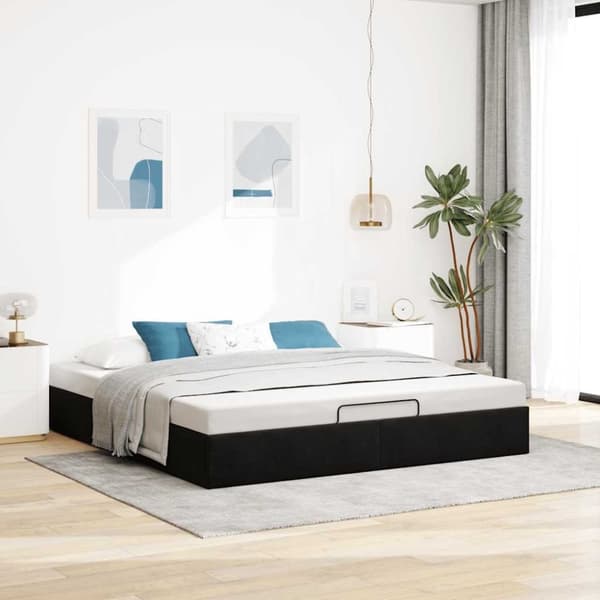 vidaXL Ottomaanien sängyn runko ilman patjaa musta 200x200 cm sametti