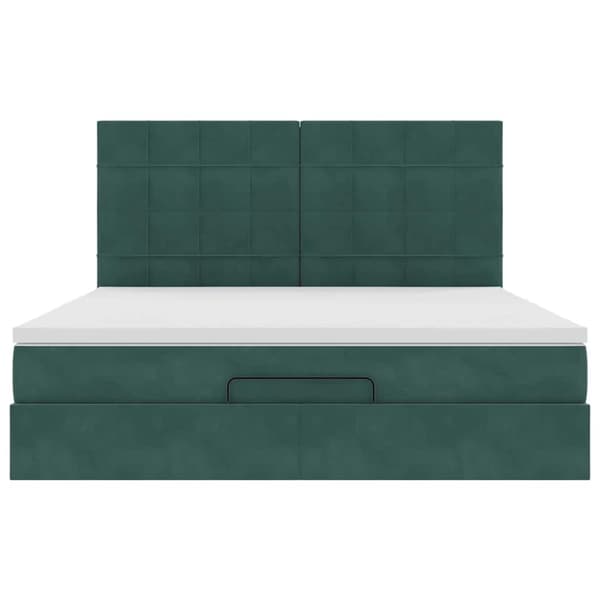 vidaXL Ottoman sengeramme med madrasser mørkegrønn 160x200cm fløyel