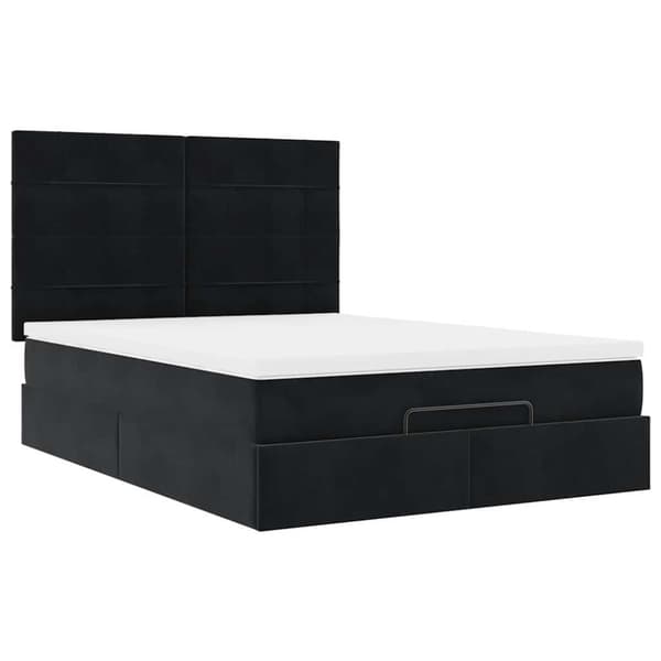 vidaXL Ottoman sengeramme med madrasser svart 140x190cm fløyel