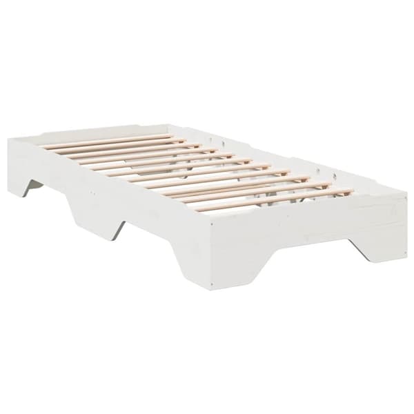 vidaXL sengeramme uden madras stabelbar 75x190 cm massivt træ hvid