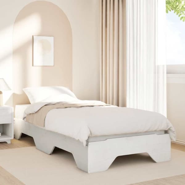 vidaXL sengeramme uden madras stabelbar 75x190 cm massivt træ hvid