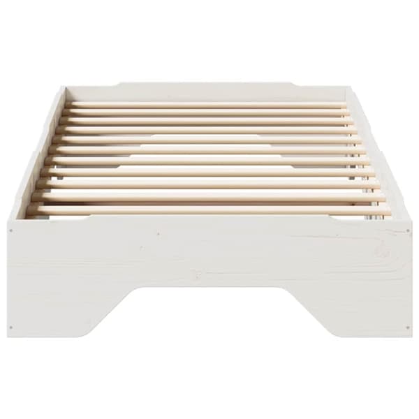 vidaXL sengeramme uden madras stabelbar 75x190 cm massivt træ hvid