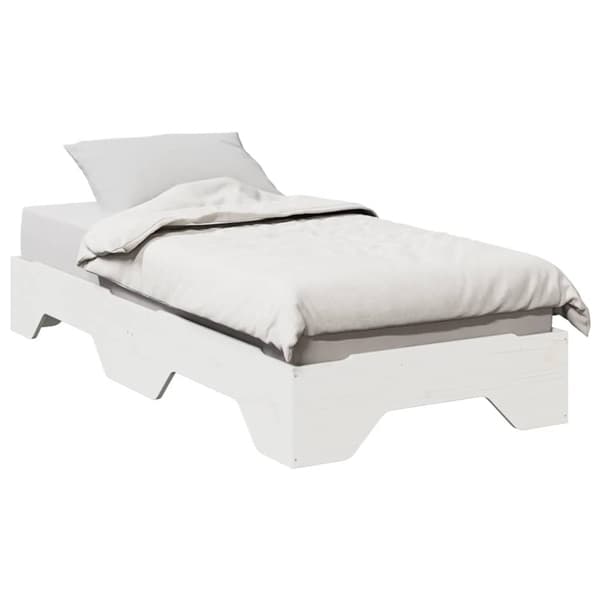 vidaXL sengeramme uden madras stabelbar 75x190 cm massivt træ hvid
