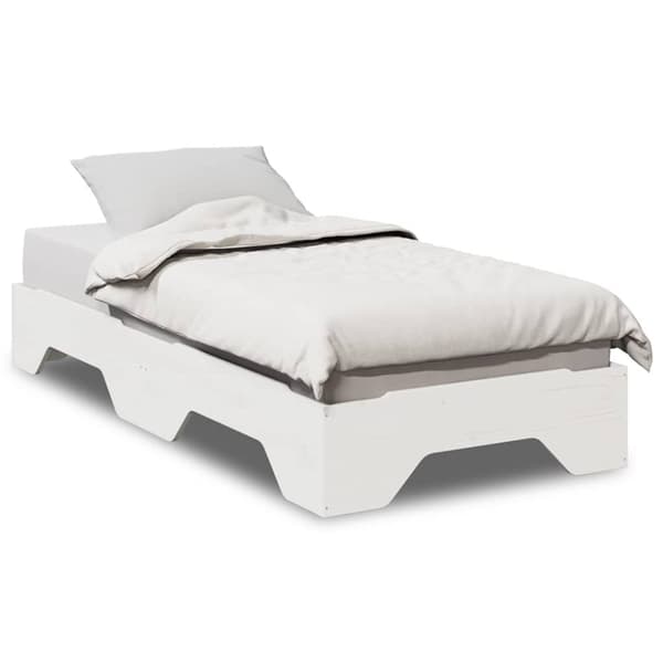 vidaXL sengeramme uden madras stabelbar 75x190 cm massivt træ hvid