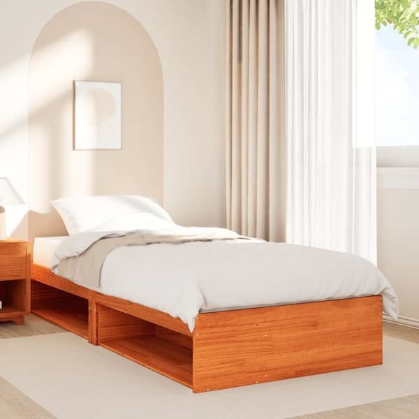vidaXL daybed uden madras 100x200 cm massivt fyrretræ gyldenbrun