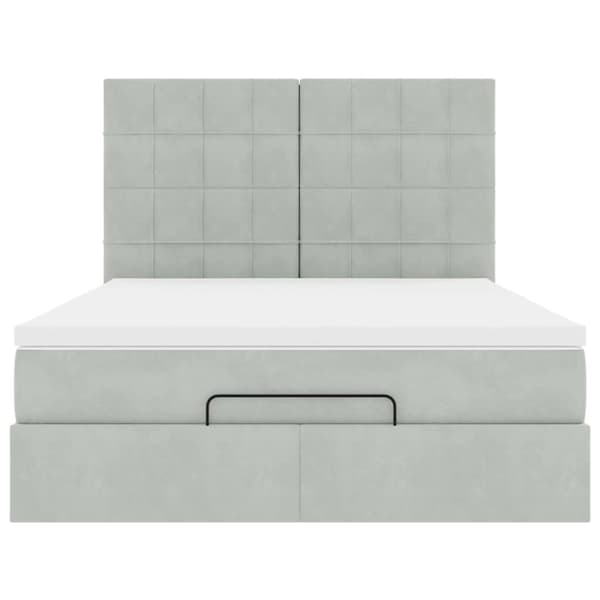 vidaXL Ottoman sengeramme med madrasser lysegrå 140x200cm fløyel