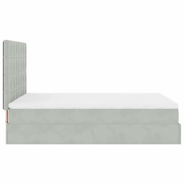 vidaXL Ottoman sengeramme med madrasser lysegrå 140x200cm fløyel