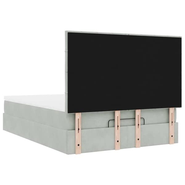 vidaXL Ottoman sengeramme med madrasser lysegrå 140x200cm fløyel