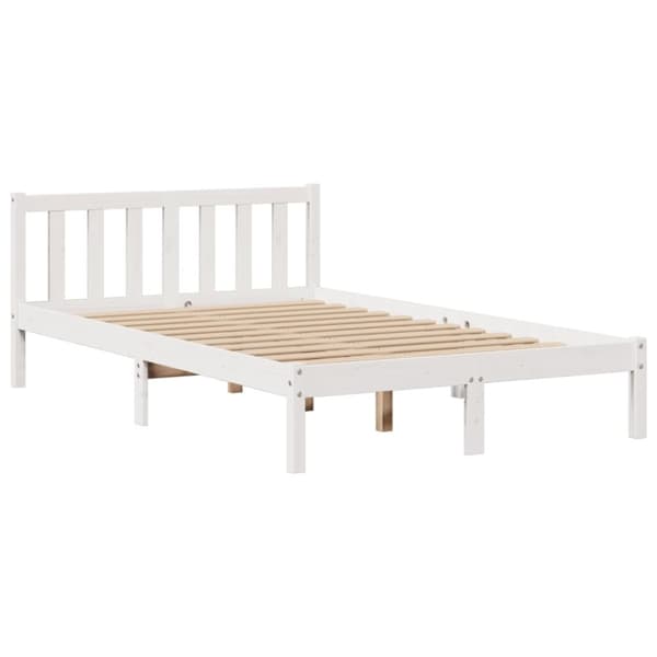 vidaXL Seng med bokhylle uten madrass hvit 135x190 cm heltre furu