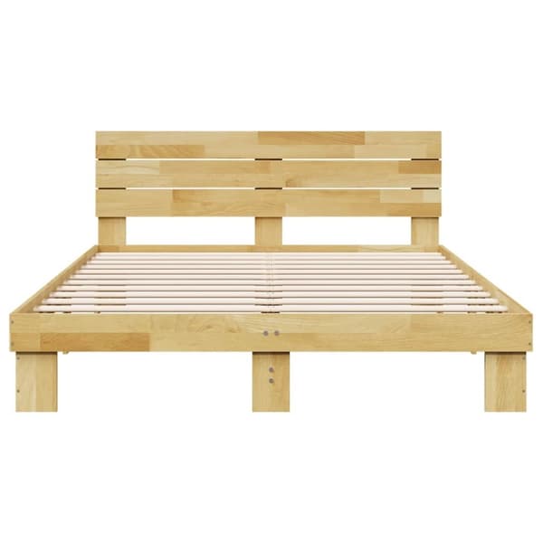 vidaXL Sengeramme med hovedgærde uden madras 150x200 cm Massivt træ Eg