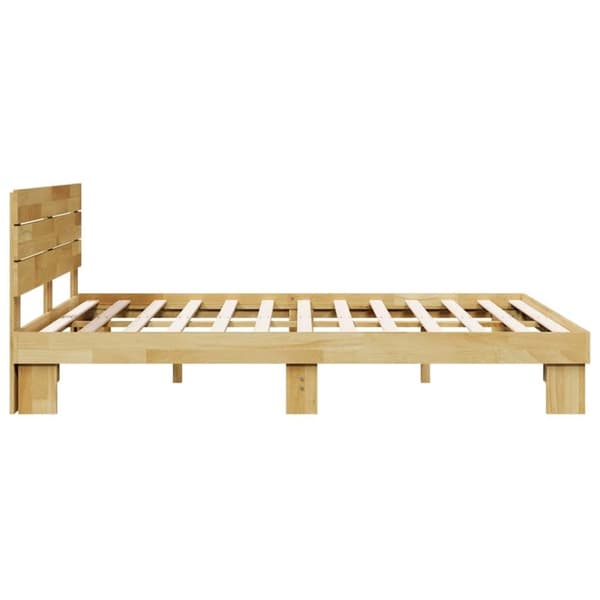 vidaXL Sengeramme med hovedgærde uden madras 150x200 cm Massivt træ Eg