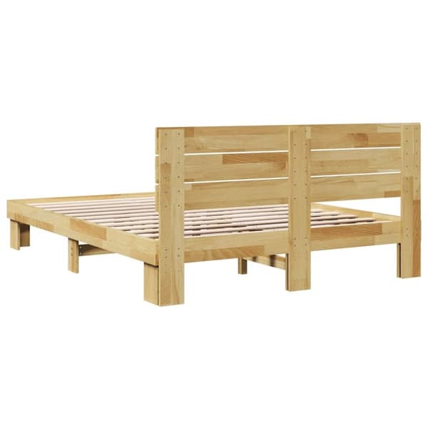 vidaXL Sengeramme med hovedgærde uden madras 150x200 cm Massivt træ Eg