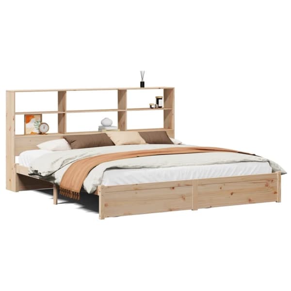 vidaXL Seng med bokhylle uten madrass 180x200 cm heltre furu