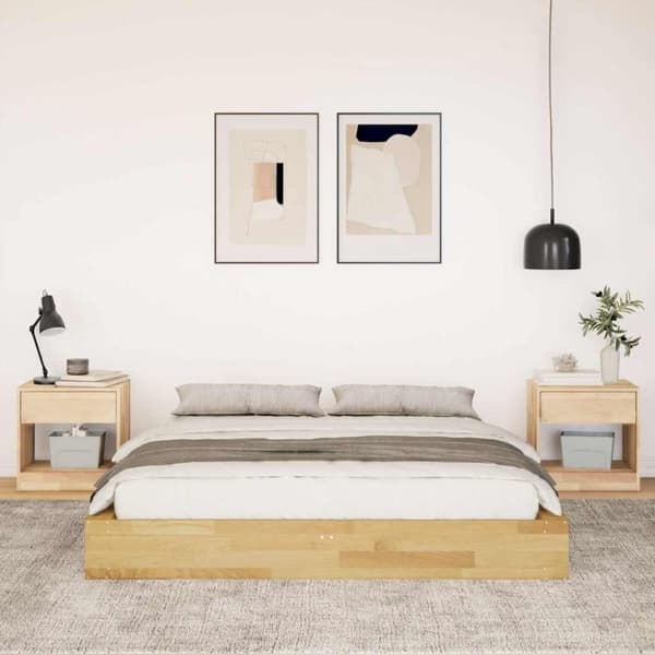 vidaXL Sengeramme uten Madrass 135x190 cm Heltre Eik