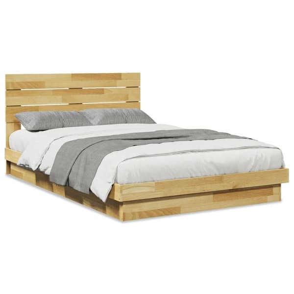 vidaXL Sengeramme med sengegavl uten madrass 120x190 cm Heltre Eik