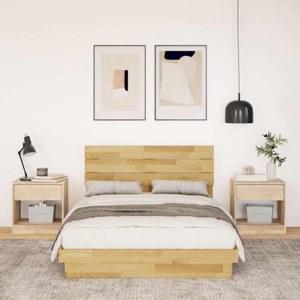 vidaXL Sengeramme med sengegavl uten madrass 120x190 cm Heltre Eik