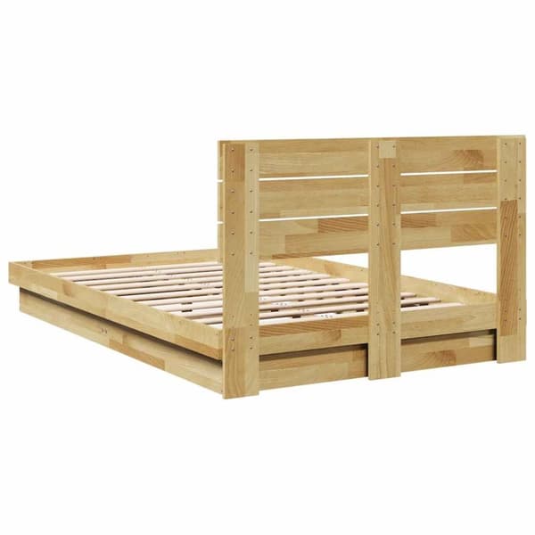 vidaXL Sengeramme med sengegavl uten madrass 120x190 cm Heltre Eik