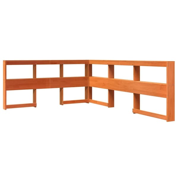 vidaXL Seng med bokhylle uten madrass voksbrun 140x190 cm heltre furu