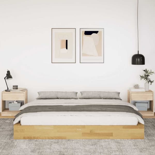 vidaXL Sängynrunko ilman patjaa 200x200 cm massiivipuutammea