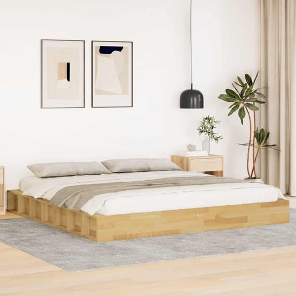 vidaXL Sängynrunko ilman patjaa 200x200 cm massiivipuutammea
