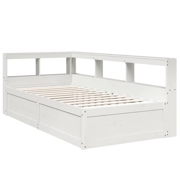 vidaXL seng med reol uden madras 90x200 cm massivt fyrretræ hvid
