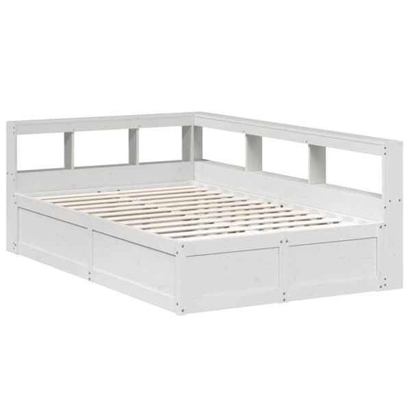 vidaXL seng med reol uden madras 120x190 cm massivt fyrretræ hvid