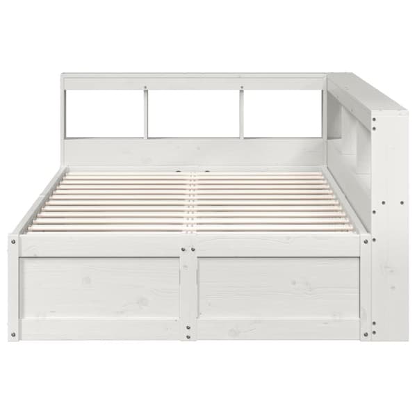 vidaXL seng med reol uden madras 120x190 cm massivt fyrretræ hvid